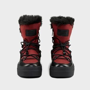 RUDSAK Red and Black Winter Boots with Fur Trim